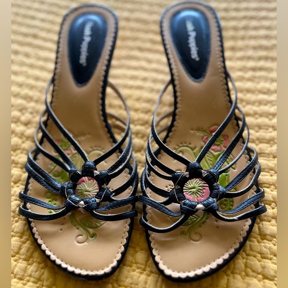 🌴 Hush Puppies Black 2” Heel Sandals - Picture 1 of 14